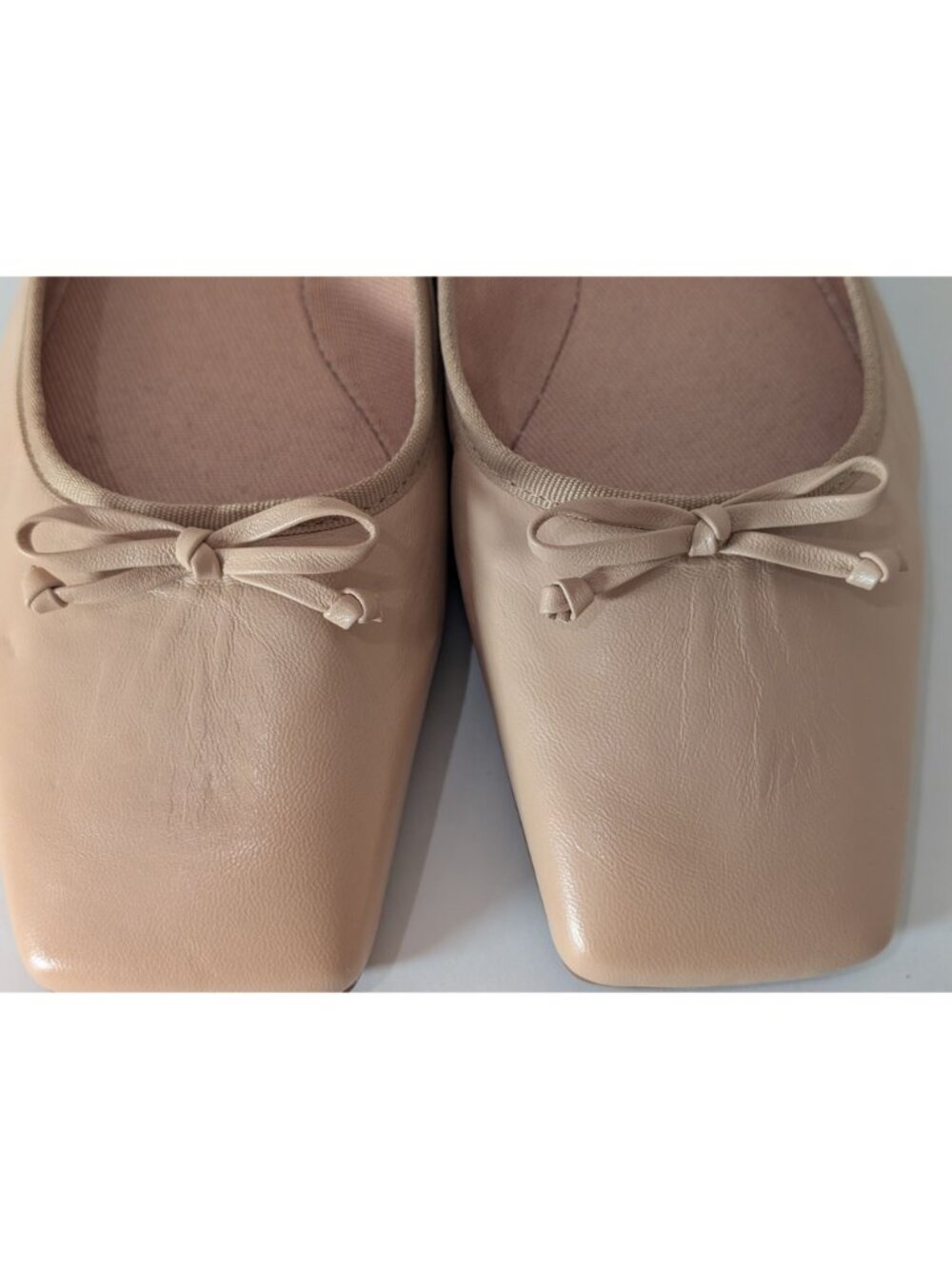 NEW Vince Camuto Leather Ballet Flat Square Toe with Bow, Camel, Size 9.5 - Picture 4 of 11